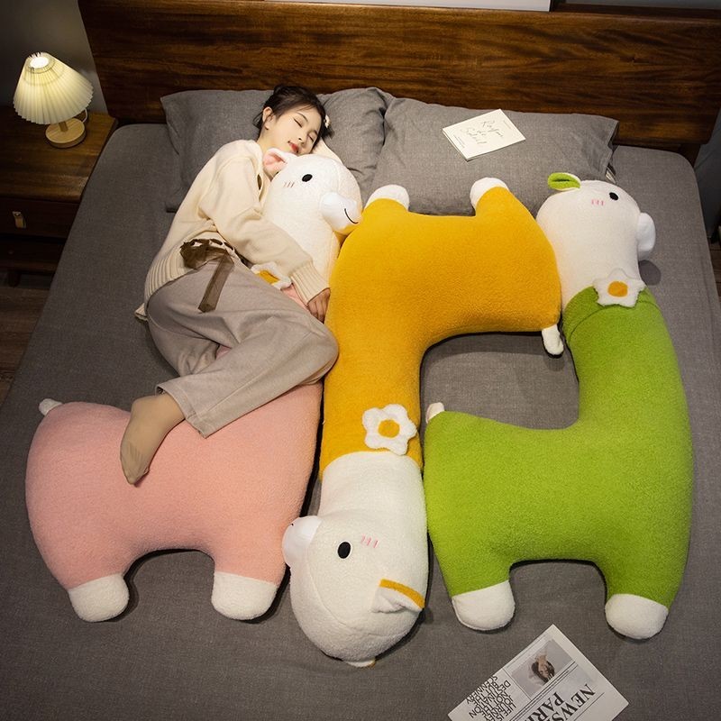 น่ารัก เนื้ออัลปาก้า ตุ๊กตาเตียงแถบยาวหมอนหญิงตั้งครรภ์เด็กคลิปขาหมอนตุ๊กตาขนาดใหญ่นอนพนักพิงหมอน