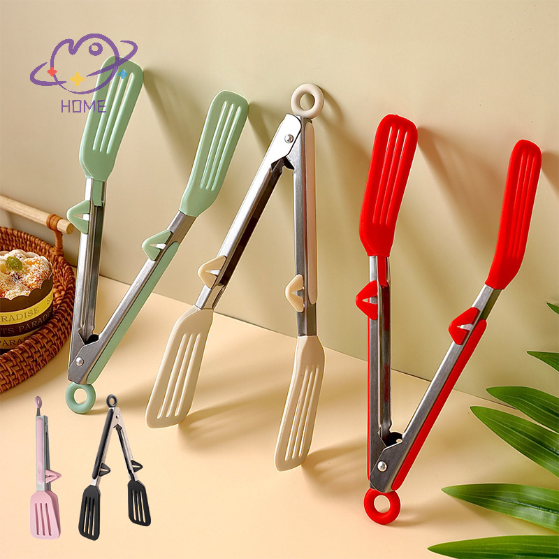[mayhome] Food Tong แหนบครัวสแตนเลสซิลิโคนลื่นคลิปทําอาหาร Clamp Bbq สลัดเครื่องมือย่างอุปกรณ์ครัว {TH}