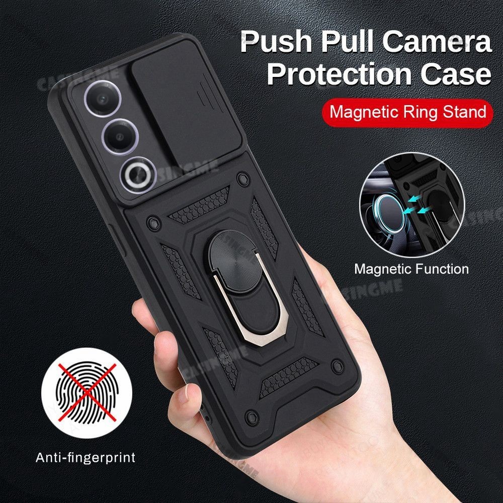 Oppo A3 Pro 5G 2024 เกราะกันกระแทกสําหรับOppo A3 Pro A3Pro 3A OppoA3Pro 5G 4G 2024 Pushดึงกล้องปกป้องเคสโทรศัพท์รถแหวนแม่เหล็กที่วางขาตั้งฝาหลัง
