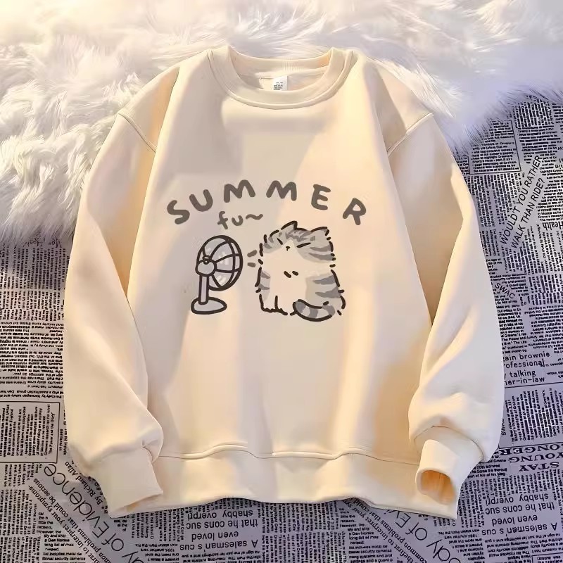 เสื้อสเวตเตอร์เกาหลี เสื้อเเขนยาวโอเวอร์ไซส์ สกรีนลายสวย ผ้าคอตตอนผ้านิ่มมากก - รูปที่ 2