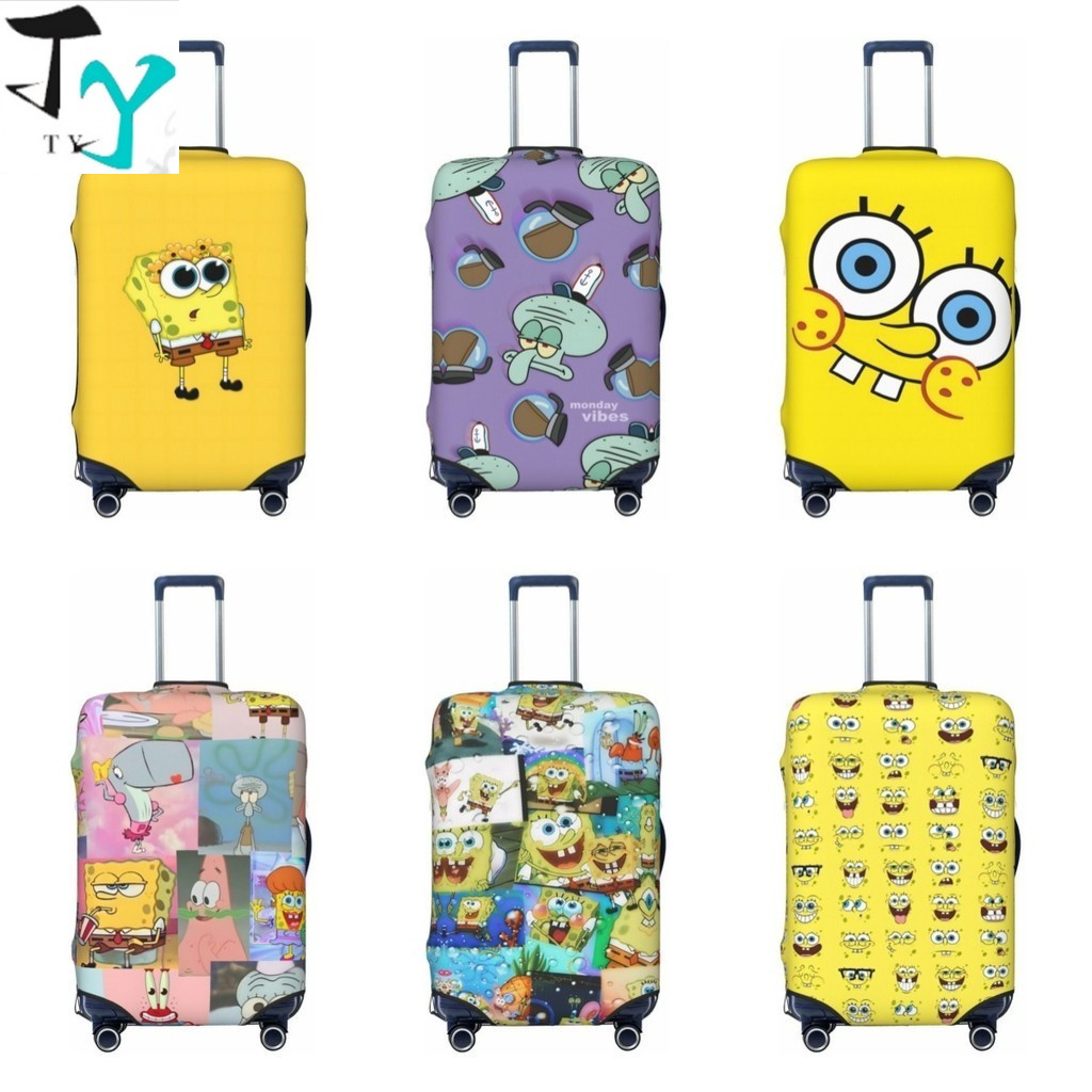 SpongeBob SquarePants พิมพ์กระเป๋าเดินทางยืดหยุ่นกระเป๋าเดินทาง Protector Cover ล้างทําความสะอาดได้ 