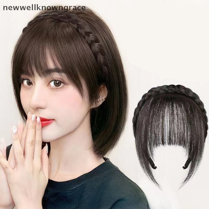 Newwellknowngrace วิกผม Air Bangs ธรรมชาติที่มองไม่เห็นตรง Bangs ไม่มีรอยต่อหน้าผากธรรมชาติปลอม Bangs ทรงผมเครื่องมือ TH