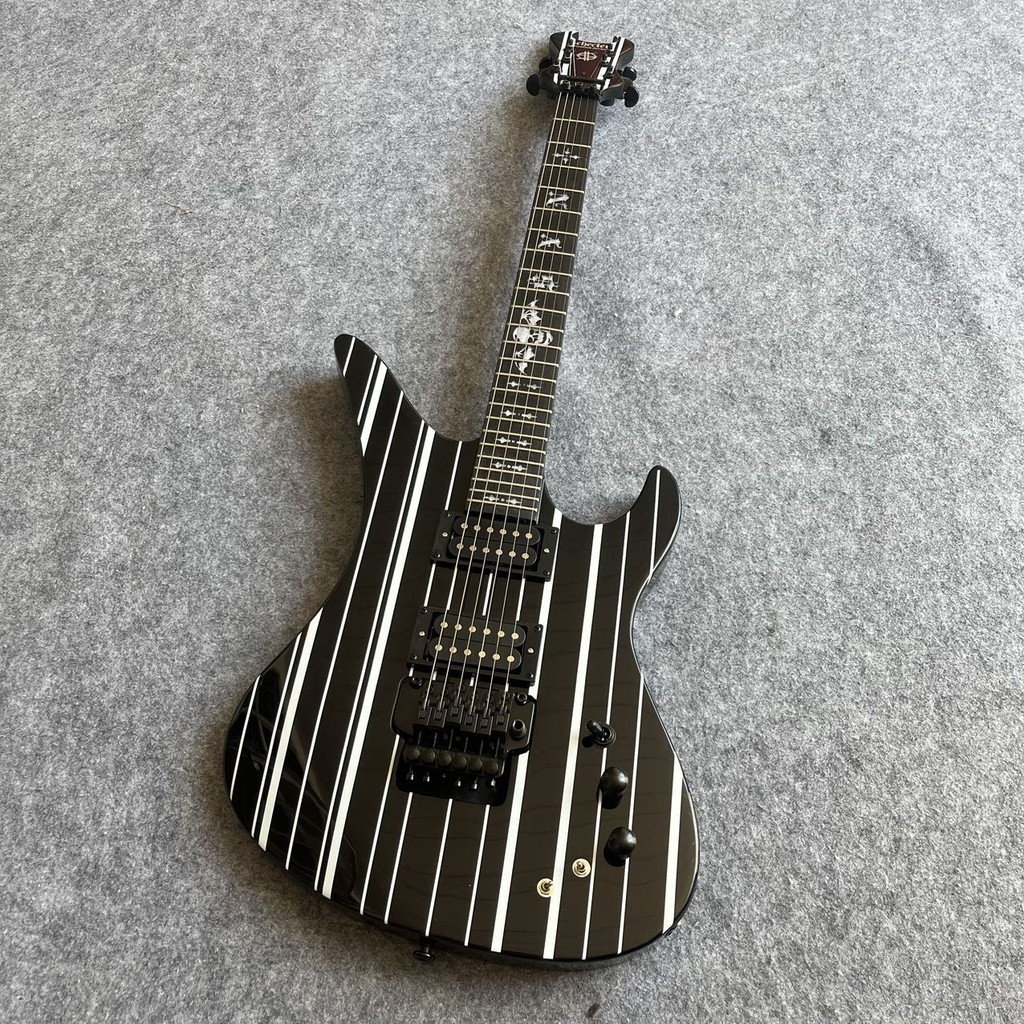 Specker Black White Stripes 24 Frets กีตาร์ไฟฟ้า Skeleton Inlay กีตาร์มืออาชีพ