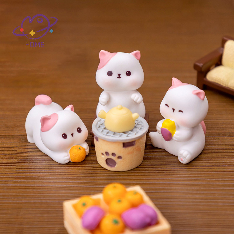 [mayhome] มินิตุ๊กตาแมวการ์ตูน Brewing ชาลูกแมว Micro เครื่องประดับภูมิทัศน์ตุ๊กตาโมเดลรถภายในบ้านเดสก์ท็อปตกแต่ง {TH}