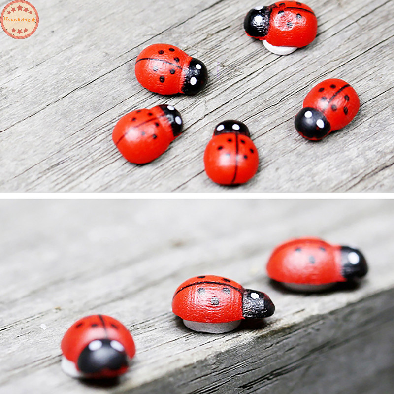 บ้าน 50/100 ชิ้น Ladybird Self-กาวสติกเกอร์เด็กทาสี DIY หัตถกรรม Fairy Garden Figurine Miniature Home TH