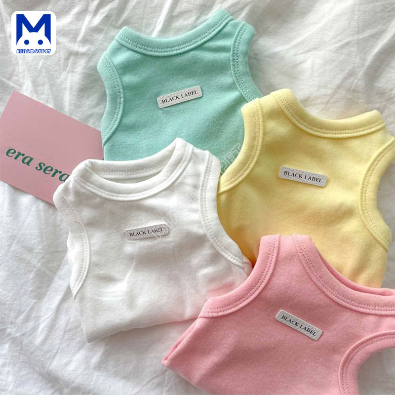 สุนัขขนาดเล็กสัตว์เลี้ยงฤดูใบไม้ผลิฤดูร้อนเสื้อผ้าสุนัขแมวสีทึบสดเสื้อกั๊กสองขา