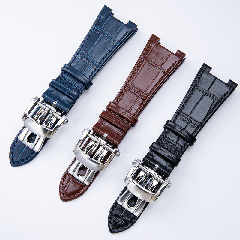 สําหรับ Patek Philippe Nautilus Series สายนาฬิกาหนังวัวแท้ 25 มม.Cowhide 5711 5712G 5980 สําหรับผู้ชายพรีเมี่ยมสายนาฬิกา