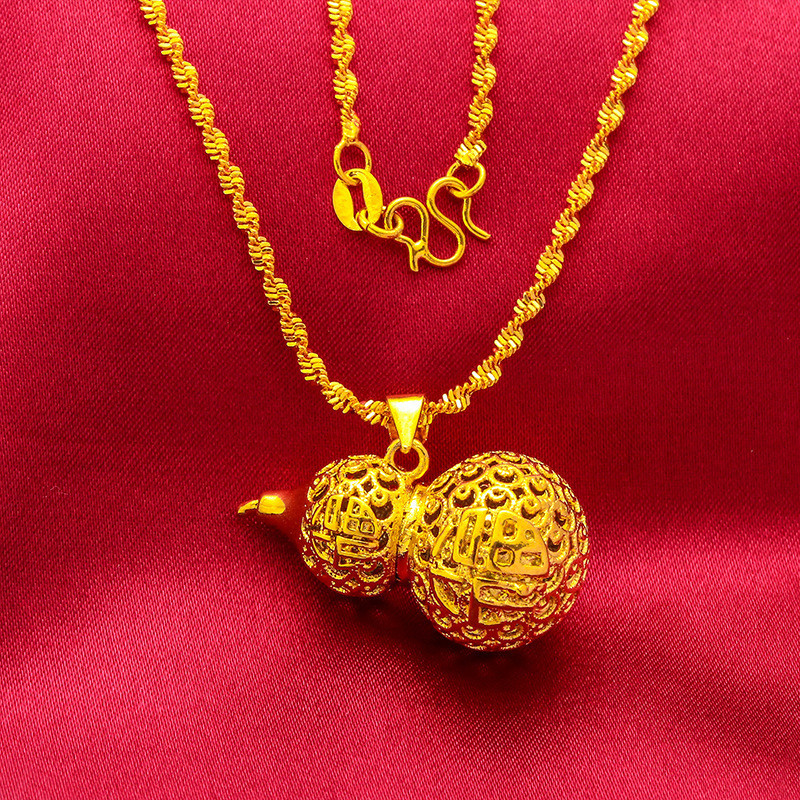 Blessed Hollow Out Gourd "Hulu" จี้สร้อยคอชุบทอง Choker ผู้หญิงเครื่องประดับอุปกรณ์เสริม