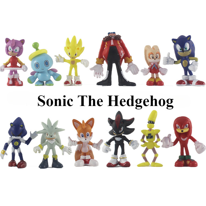 12 ชิ้น/เซ็ต Super Sonic ตุ๊กตาเม่น Action Figure Sonic Tails Amy Rose Knuckles Echidna ของขวัญ