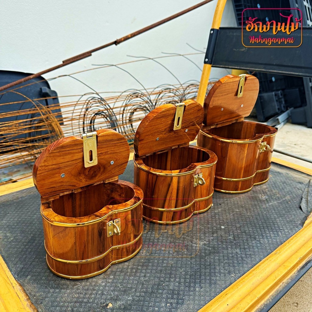 HNGM กระปุกออมสินไม้สัก ทรงหัวใจไม้สัก ราคาส่ง