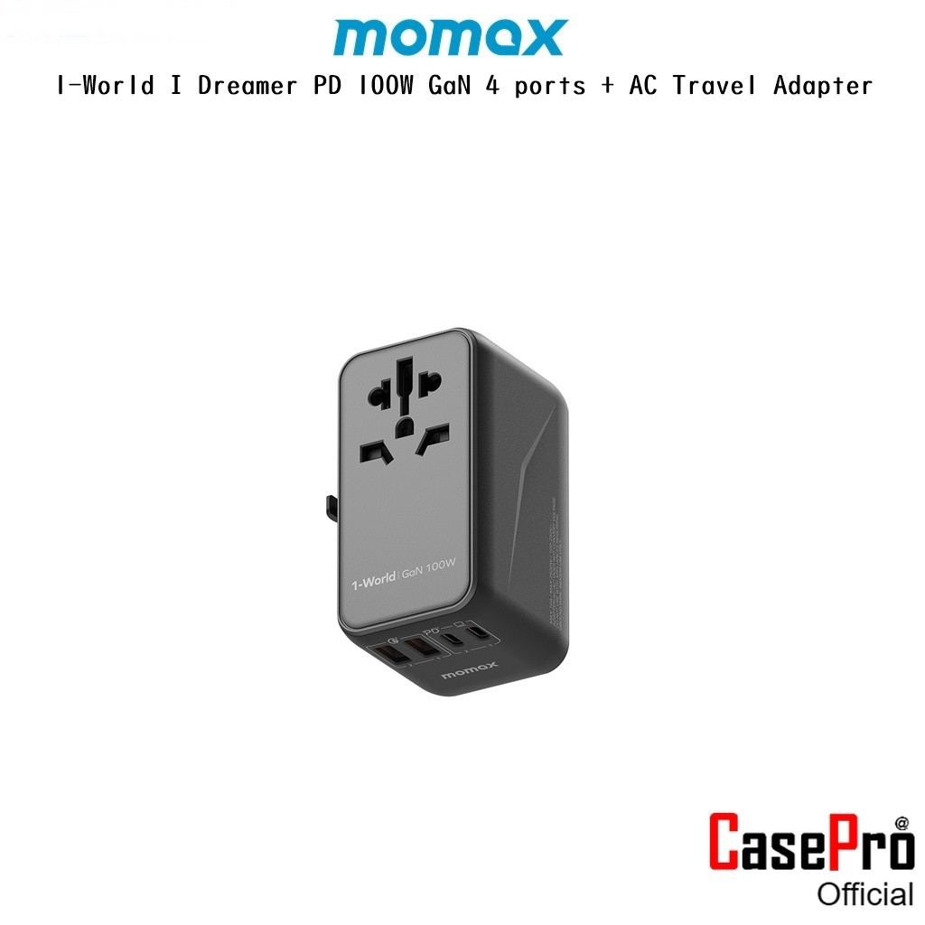 Momax รุ่น 1-World I Dreamer PD 100W GaN 4 ports + AC Travel Adapter หัวแปลงปลั๊กไฟ