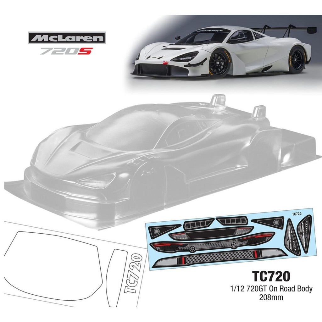 Tc720 1/12 Ping Sports Car Shell McLaren 720GT On Road Body Electric Room mini