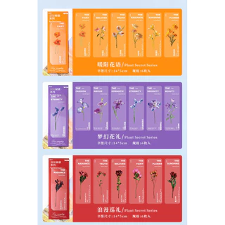 6ที่คั่น ดอกไม้สวยที่คั่นตารางตกแต่งหน้าหนังสือคลิปพืชที่คั่นสร้างสรรค์เครื่องเขียนของขวัญรางวัลนักเรียนอุปกรณ์สํา