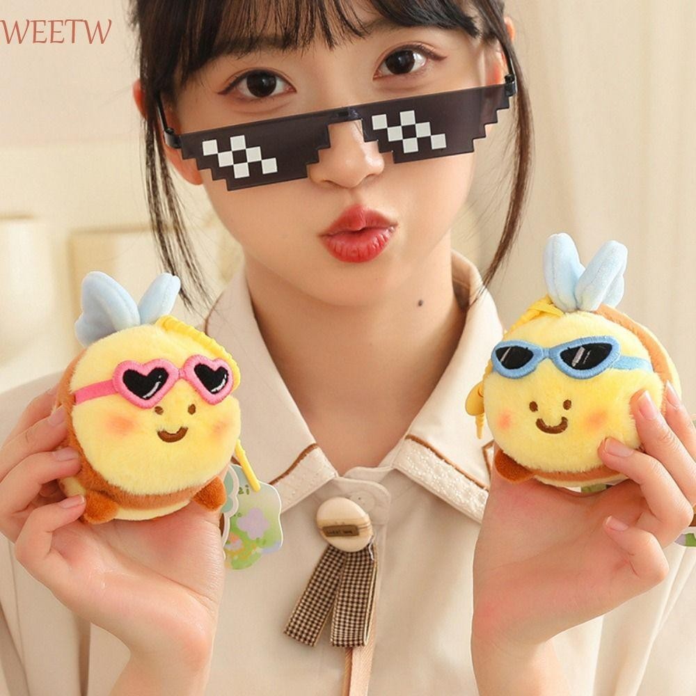 Weekw Bee Bear ตุ๊กตาตุ๊กตา,แว่นตากันแดด Bee PP Cotton Bee Doll ตุ๊กตาพวงกุญแจ, Creative Bee Shape การ์ตูน 9 ซม.Bee ตุ๊กตาของเล่นจี้สาวของเล่น