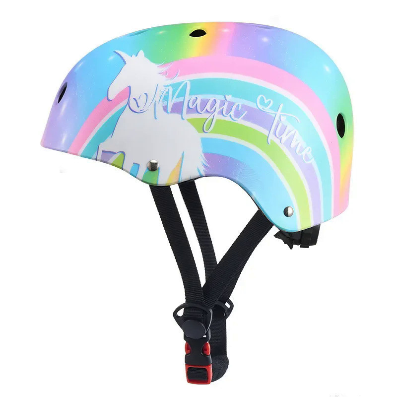 Beautiful Children's Rainbow Cycling Bike Helmet Kids Self-balancing Bike Wheel Skateboard Skating H