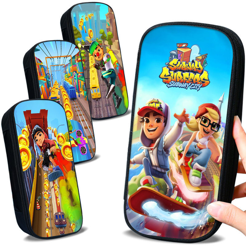 Subway Surfers Jake กระเป๋าดินสอผ้าใบ กล่องดินสอหลายชั้น กล่องดินสอเด็กอนุบาล กล่องดินสอความจุขนาดให
