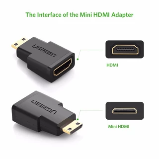 UGREEN Mini HDMI Male to HDMI Female Adapter Gold Plated หัวต่อ Mini HDMI to HDMI พร้อมเสียง รุ่น 20101