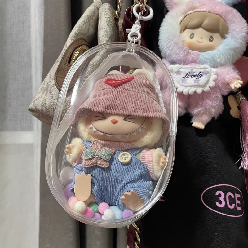 Labubu กระเป๋าใส่ลาบูบู้ กระเป๋าตุ๊กตาไวนิล ผ้าฝ้าย กันฝุ่น กันแสงแดด น้องเปาโอ ลาบูบู้ POPMART Macaron labubu V2