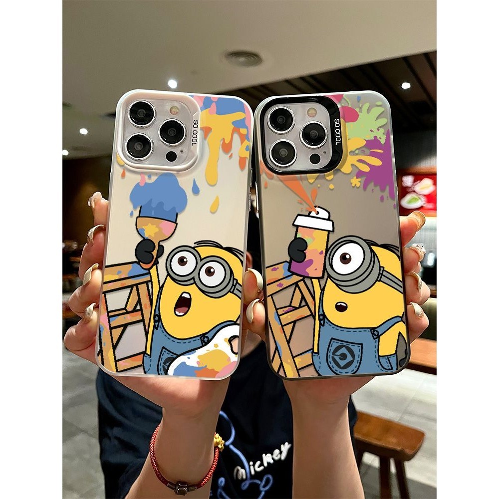 น่ารักการ์ตูนสีสเปรย์/graffiti เคสไอโฟนสําหรับ 7/8 Plus 14/13promax 12/11 กรอบใหญ่ทนต่อการตก iPhone15 นุ่ม XR/xs ภาพวาด