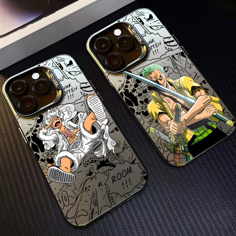 SAMSUNG ปลอกสําหรับsamsung Galaxy A12 A24 A54 A15 A35 A55 A05 A05S A50 A03 A04 A14 A34 A30S A04E A13 A53 A73 A52 A04S One Pieceกันกระแทกการ์ตูนโลหะเย็นฝาครอบการ์ตูนโลหะอะนิเมะ