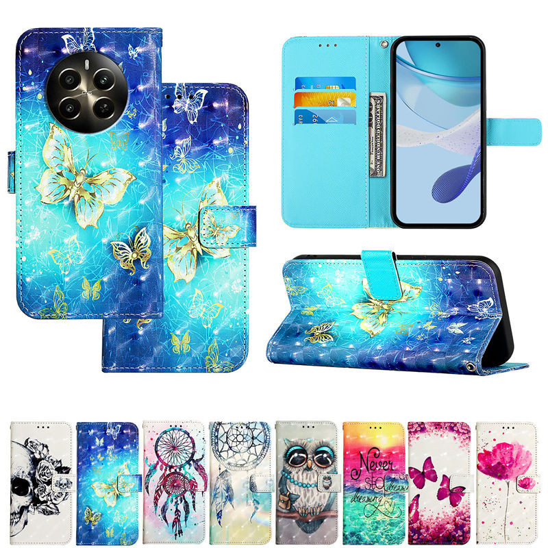 สําหรับrealme 12 + กรณีทาสีพลิกเคสโทรศัพท์สําหรับRealme 12X Realme 12 Pro 12 Pro + 5G Realme 11 11X 5Gกรณีแม่เหล็กกระเป๋าสตางค์หนังปกหนังสือ