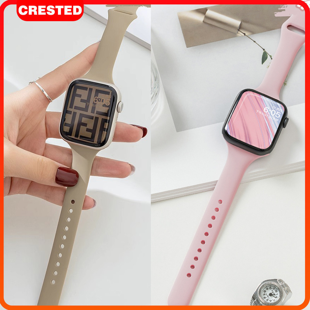 สายยางซิลิโคนบางเฉียบสำหรับ for Apple Watch Ultra/SE 3 2 49มม.46 45มม. 44มม. 40มม. 42 38มม. iwatch  Series 11 10 9 8 7 6