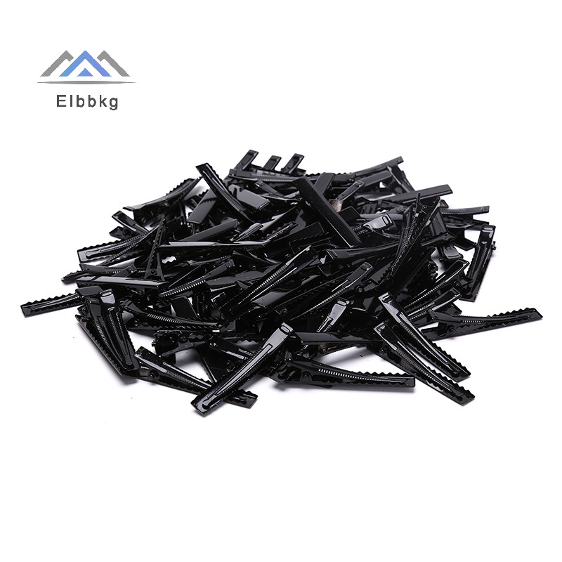 Eibbkg 100pcs กิ๊บติดผมสีดําเดี่ยวง่ามจระเข้ Hairpin Blank Setg กิ๊บติดผมลดราคา