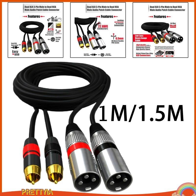 [สวย] สาย RCA to XLR, สาย RCA Male to XLR Male, 2 RCA Male to 2 XLR Male Audio Cable for Amplifier M