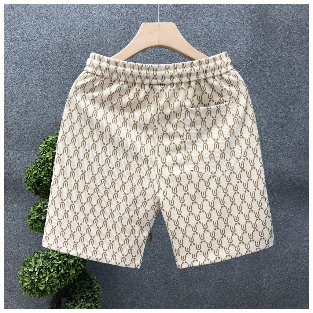 [4 สี] แฟชั่นสบายๆหลวมกางเกงขาสั้นชายหาดฤดูร้อนสําหรับชาย Monogrammed ด้านล่าง Individuality ชุดชั้นในกีฬา All-Match Plus ขนาด M-5XL