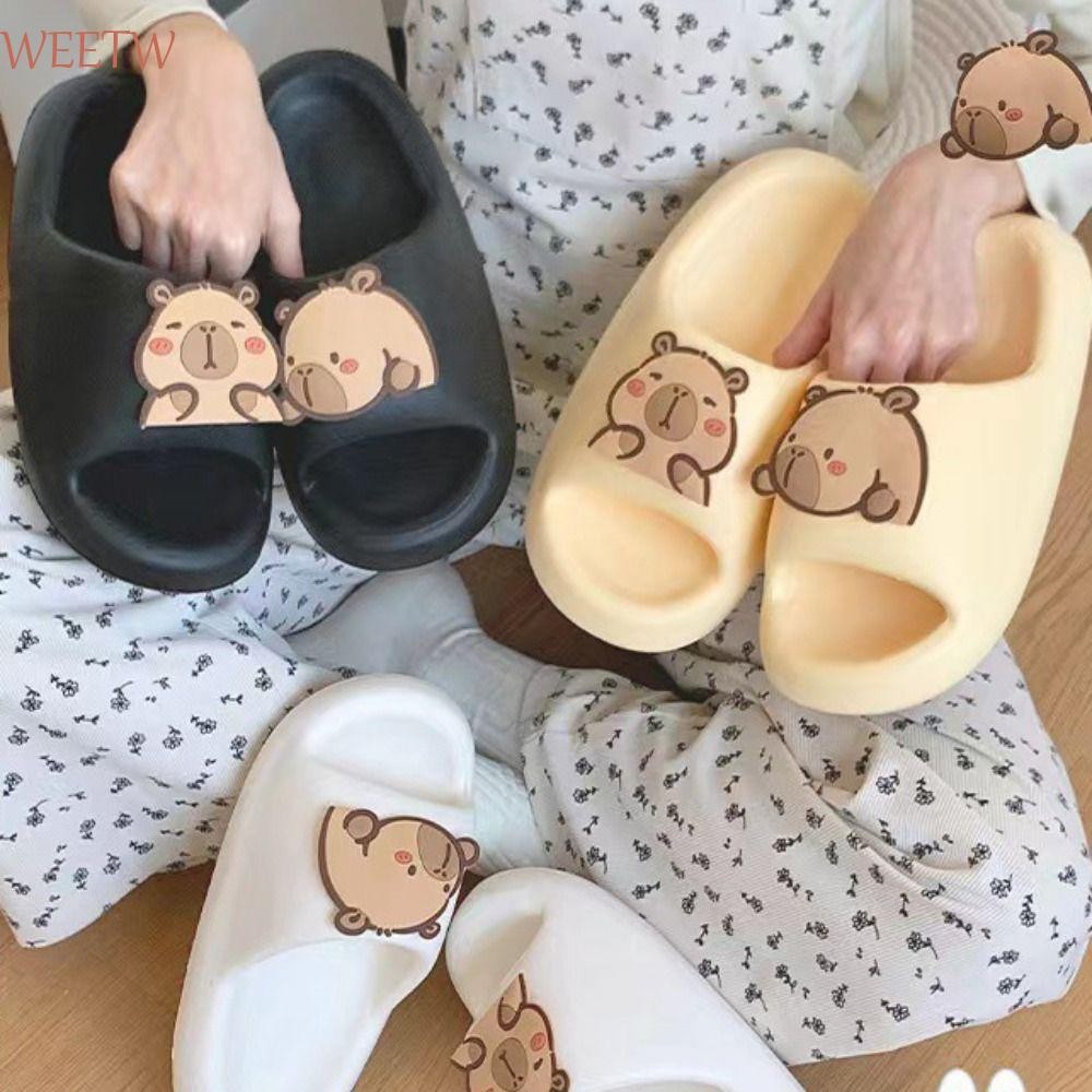 Wewt รองเท้าแตะ Capybara น่ารัก,ลื่นการ์ตูน Capibara หมอนสไลด์, แฟชั่นนุ่มหนาสัตว์ Kapibara รองเท้าแตะ EVA สาว