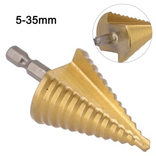 5-35mm HSS Step Drill Bit Straight Groove ไทเทเนียมเคลือบไม้โลหะเครื่องตัด 13 ขั้นตอนหลายรูกรวยเจาะ Bits