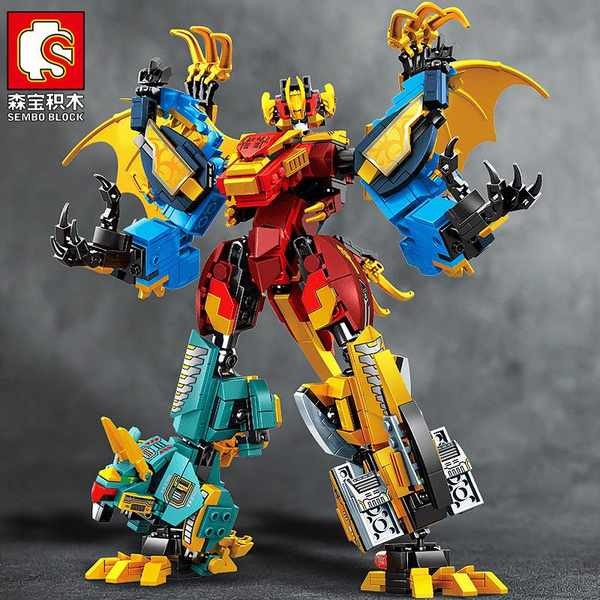 ของเล่น การสร้างบล็อกการเปลี่ยนรูปการประกอบปริศนาหุ่นยนต์ที่เหมาะสม Mecha ไดโนเสาร์คิงคองเด็กของเล่นเลโก้ที่เข้ากันได้