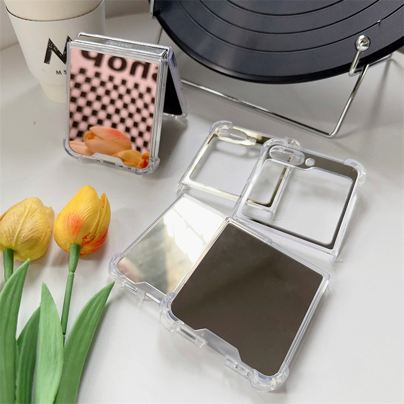 Gasbag Make Up Mirror Case Cover Samsung Galaxy Z Flip 6 Z Flip 5 Z Flip 4 Z Flilp 3 Soft Frame Hard Casing