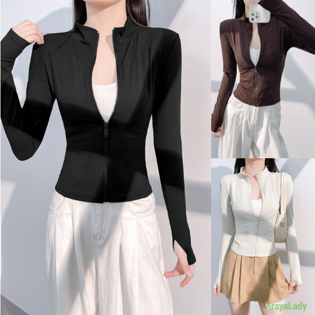 Evesport-YOGA-150 เสื้อกีฬาแจ็คเก็ตแขนยาว เสื้อคลุมออกกำลังกายแขนยาว