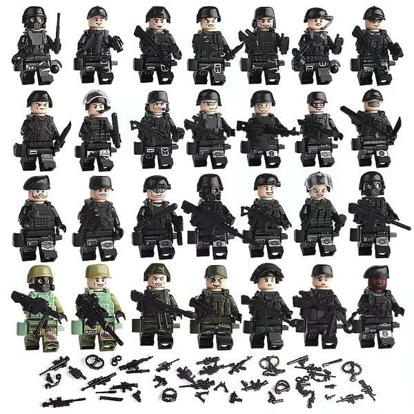 เลโก้ เลโก้ทหาร จีนเลโก้ทหารบล็อก minifigure SWAT Flying Tiger ทหารหุ่นเชิดกองกําลังพิเศษอาวุธเด็กชา