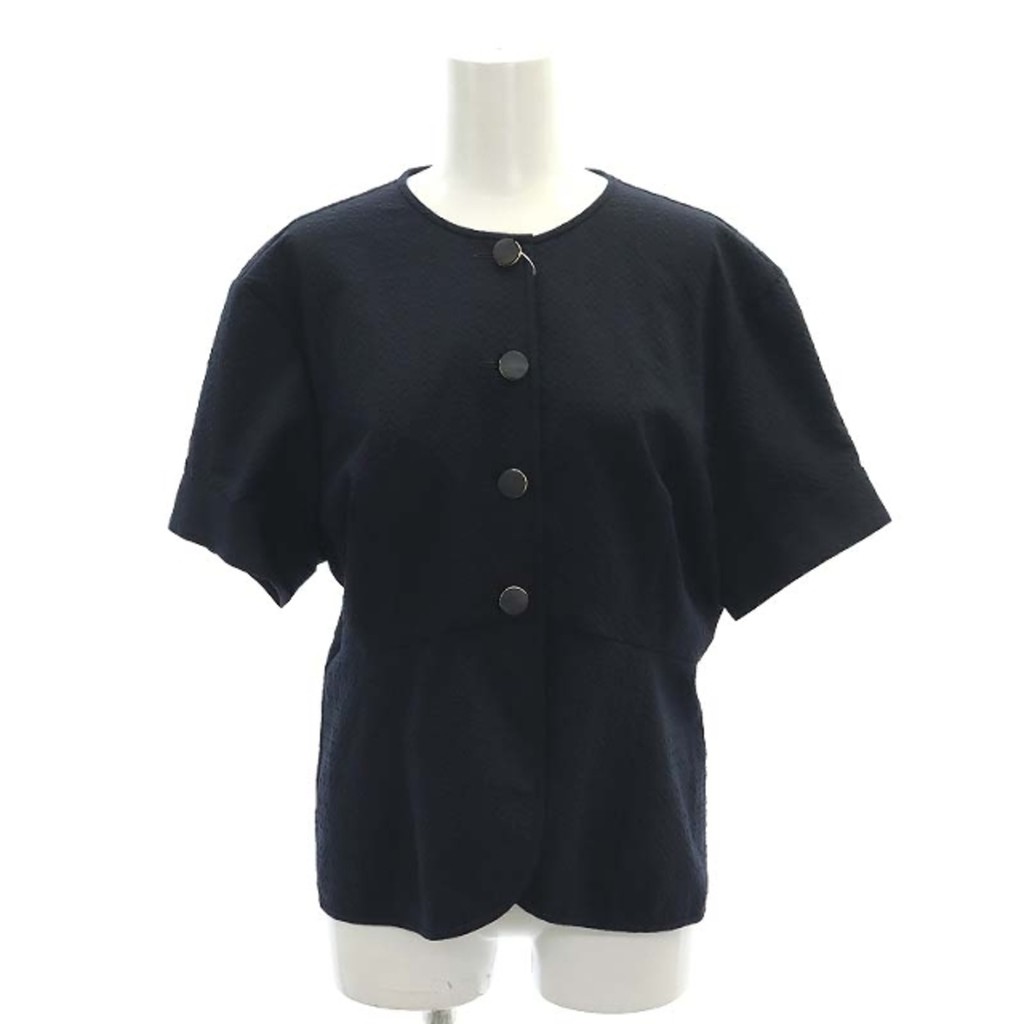 Bacca 24SS seersucker blouse short sleeve jacket 36 black navy Direct from Japan Secondhand  94a0d5d