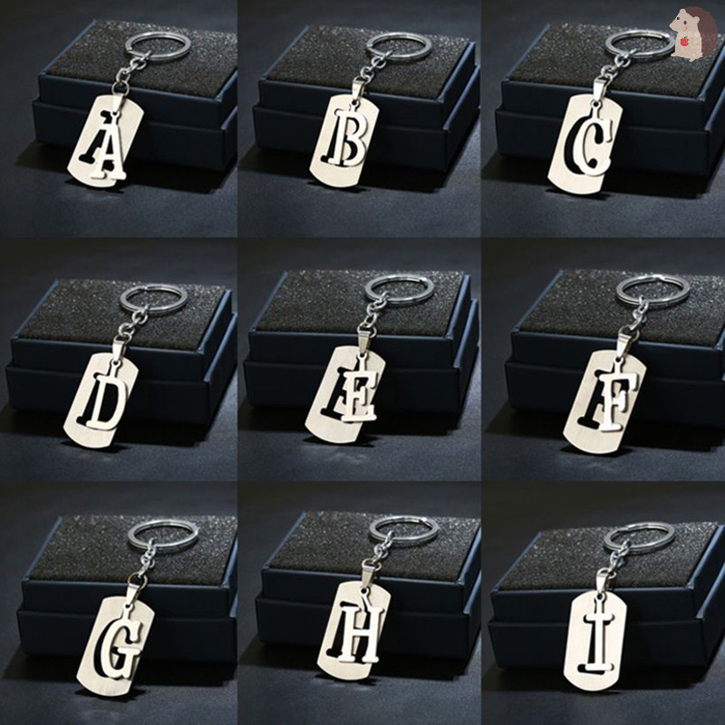 [IN] สแตนเลส AZ ตัวอักษรพวงกุญแจ Charm 26 ตัวอักษร Keychain ผู้ชายผู้หญิงพวงกุญแจ TH