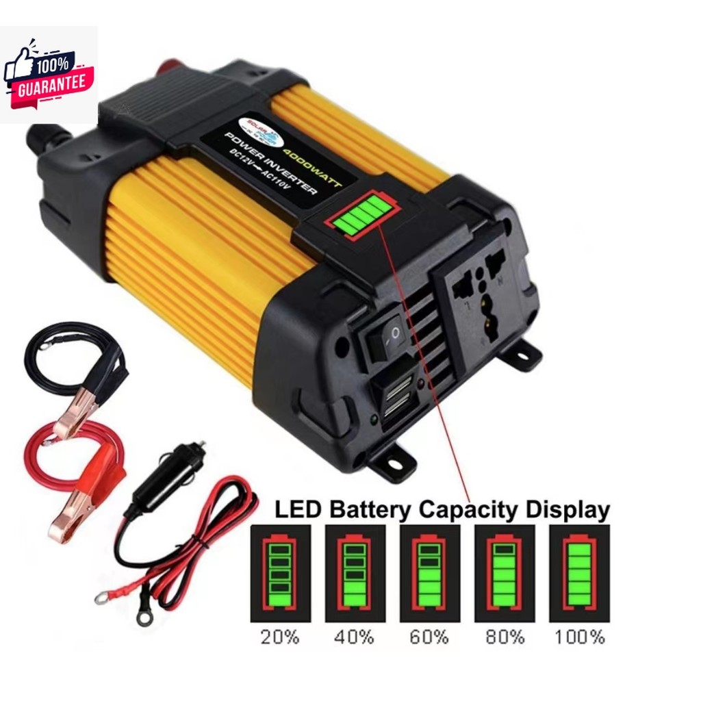 12V 4000W อินเวอร์เตอร์ 12V to 220V 12V 220V ดัดแปลง Sine Wave 4000 วัตต์อินเวอร์เตอร์ไฟฟ้า