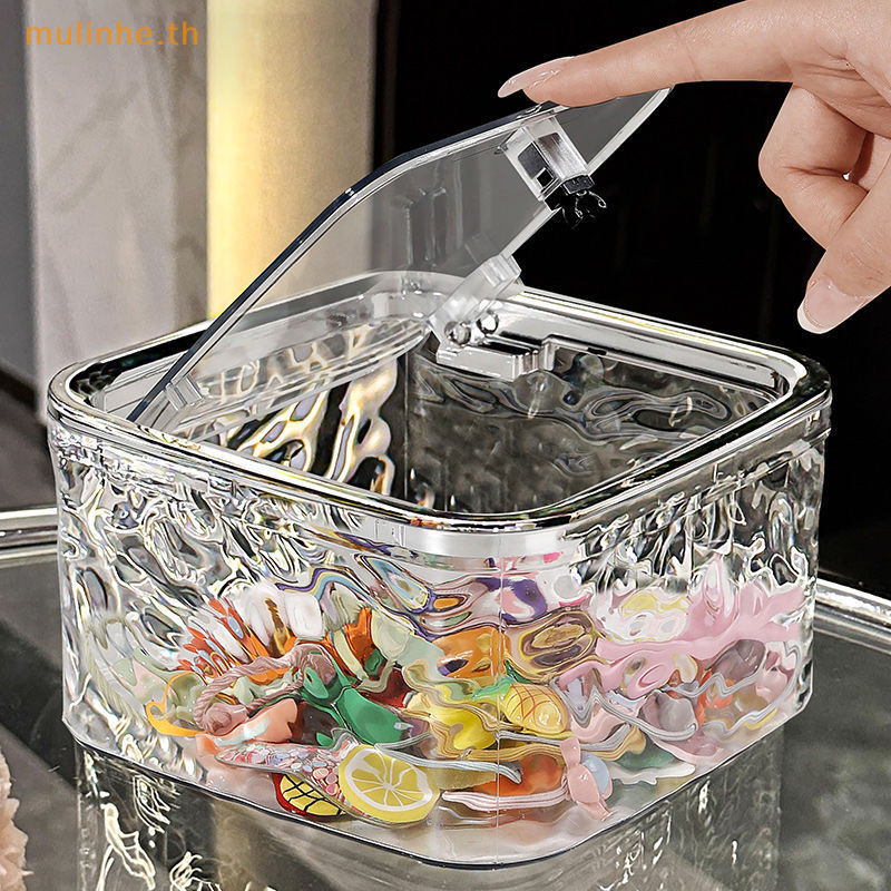 Mulinhe อุปกรณ์เสริมผม Organizer กล่องเก็บคอนเทนเนอร์ Clear Hair Tie Organizer สําหรับ Bows ผ้าฝ้าย Swab Organization TH