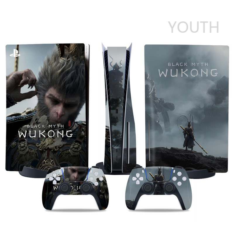 ใหม่PS5 สติกเกอร์คอนโซลเกม/ผิว Black Myth Wukong ฟิล์มสีฟิล์มป้องกัน CD drive คอนโทรลเลอร์ดิจิตอลสีอุปกรณ์เสริมผิว