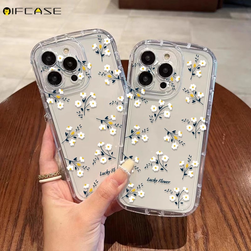 สําหรับ Huawei Y9s Pura 70 P60 P50 P40 P30 Pro Plus เคสโทรศัพท์สไตล์เกาหลีดอกไม้น่ารักสีขาวสีเหลืองรอบถุงลมนิรภัยกันกระแทกใสนุ่มกรณีปกหลัง