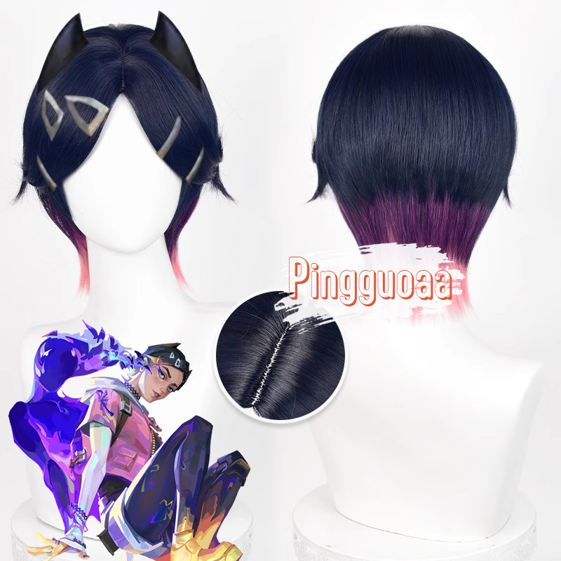 【Manmei】Game Valorant Clove Cosplay Wig 30cm Short Heat Resistant Synthetic Hair