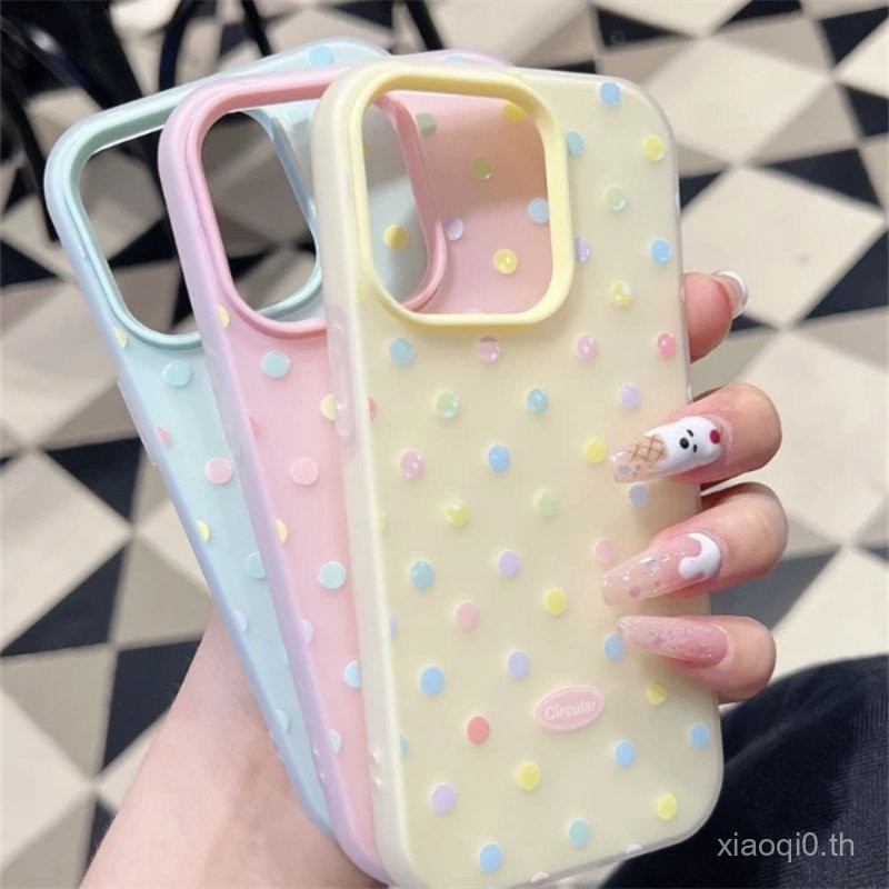 เคสโทรศัพท์สำหรับ iPhone 7 8 x XS XR xsmax 11 12 13 14 15 Pro Max PLUS สีลายจุดเคสนิ่มหุ้มทั้งเครื่องกันกระแทกเคสป้องกัน ljrm
