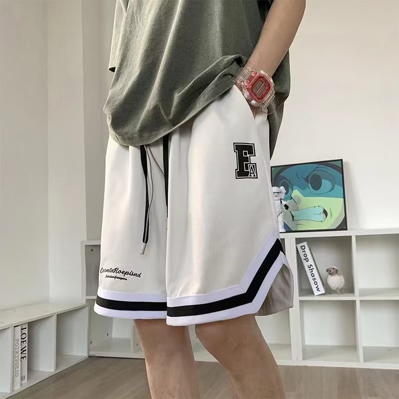 บาสเกตบอล ฤดูร้อน อิน ถนน สวมใส่ กีฬา สไตล์ฮ่องกง หลวม สบาย ๆ กางเกงขาสั้นห้าจุด ผู้ชาย