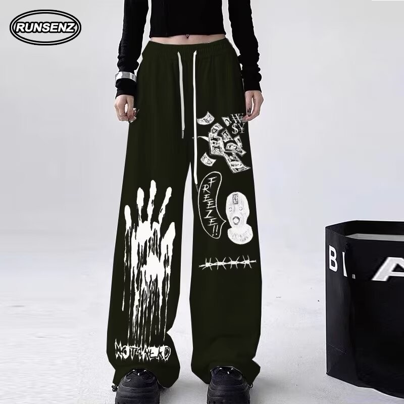 M-8xl เกาหลี Street สไตล์กางเกงขายาวผู้ชายผู้หญิง Plus ขนาดกางเกงลําลองหลวมขากว้าง Sweatpants Unisex