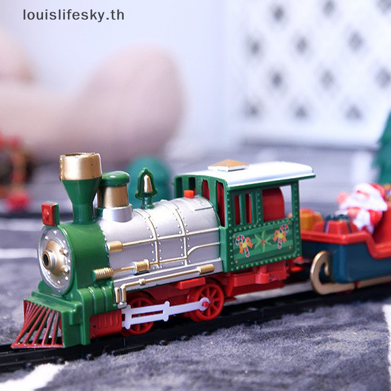 Llth รถไฟคริสต์มาสของเล่นไฟฟ้าตกแต่งต้นคริสต์มาสรางรถไฟกรอบรถไฟร้อน