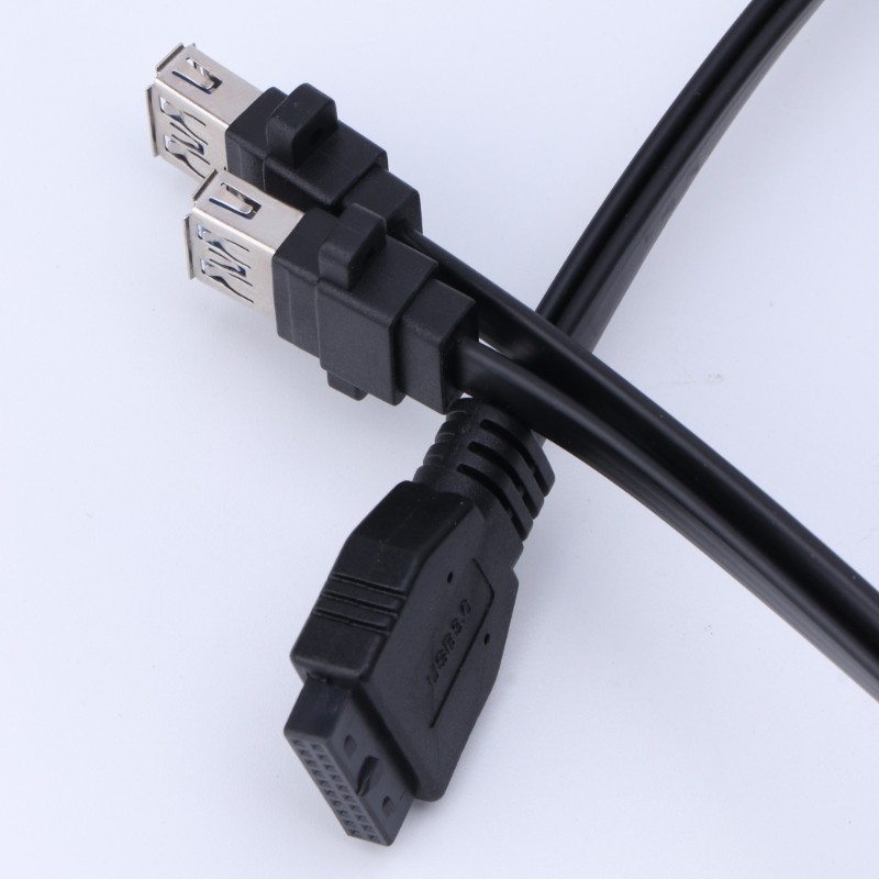 Utake USB Splitter Cable เมนบอร์ด 19Pin to 2 USB 3 0 Extension Cable Shielded Line