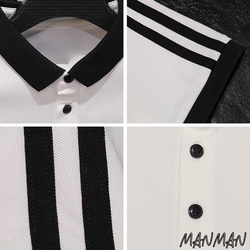 MANMAN เสื้อโปโลผู้ชาย มีลายทาง เสื้อคอปก ลำลอง แขนสั้นแบบบาง แมทช์ลุคง่าย ราคา ถูกที่สุด ดีลบีเคเค แกลเลอรีภาพที่ 6