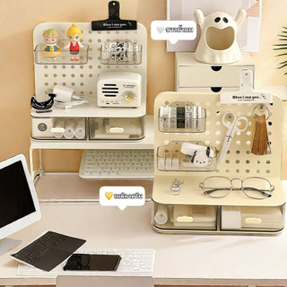 สำหรับโต๊ะทำเลมาด้วย DIY กระดานหลุมเดสก์ท็อปชั้นวางแนวตั้งครีมสไตล์ห้องนอนบ้านหอพักศึกษาตารางตกแต่ง