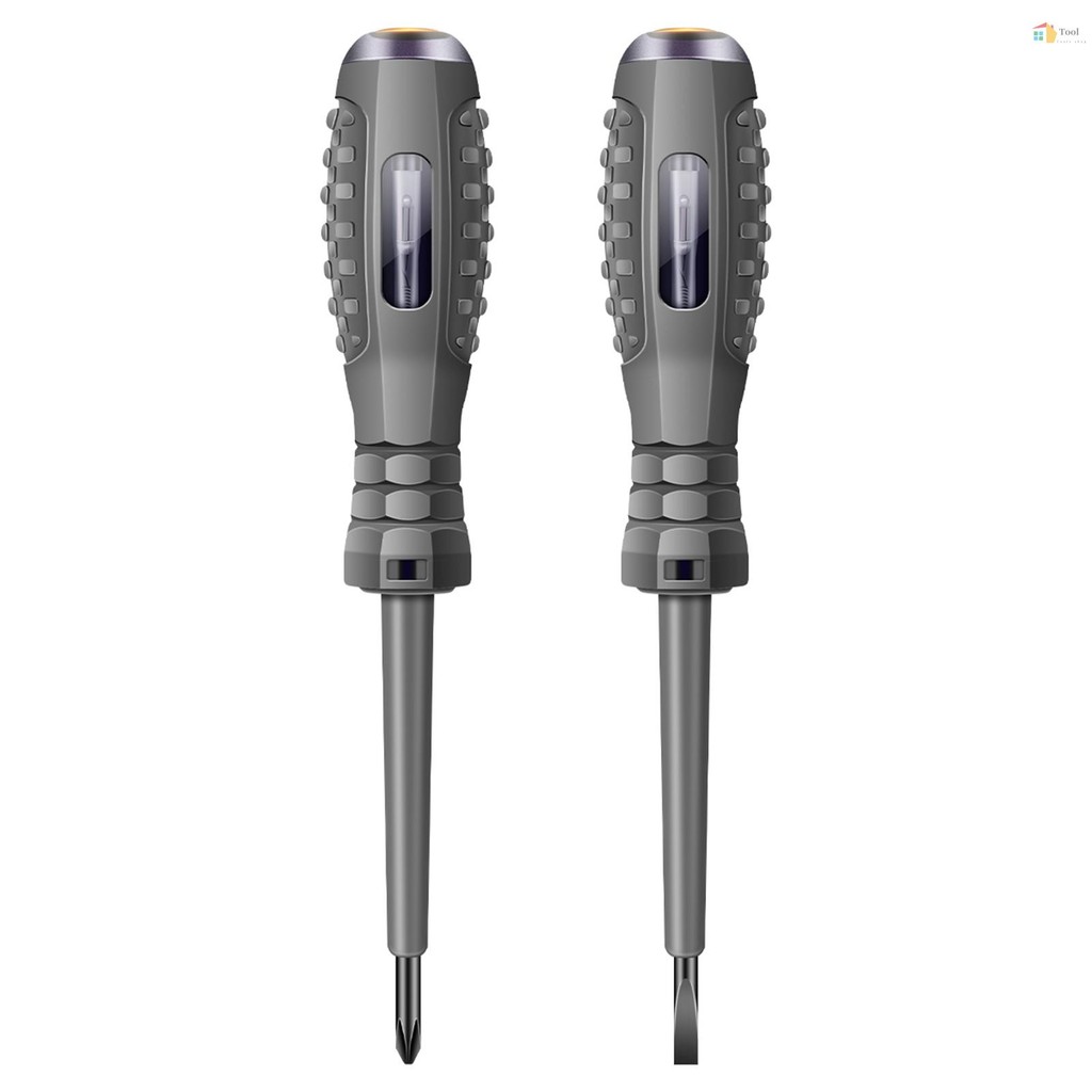 Aneng B04 2 ชิ้นปากกาทดสอบแรงดันไฟฟ้า Flat-Slotted/Phillips ไขควง Magnetic Nib ฉนวนกันความร้อนแบบไม่สัมผัสช่างไฟฟ้าปากกาทดสอบ